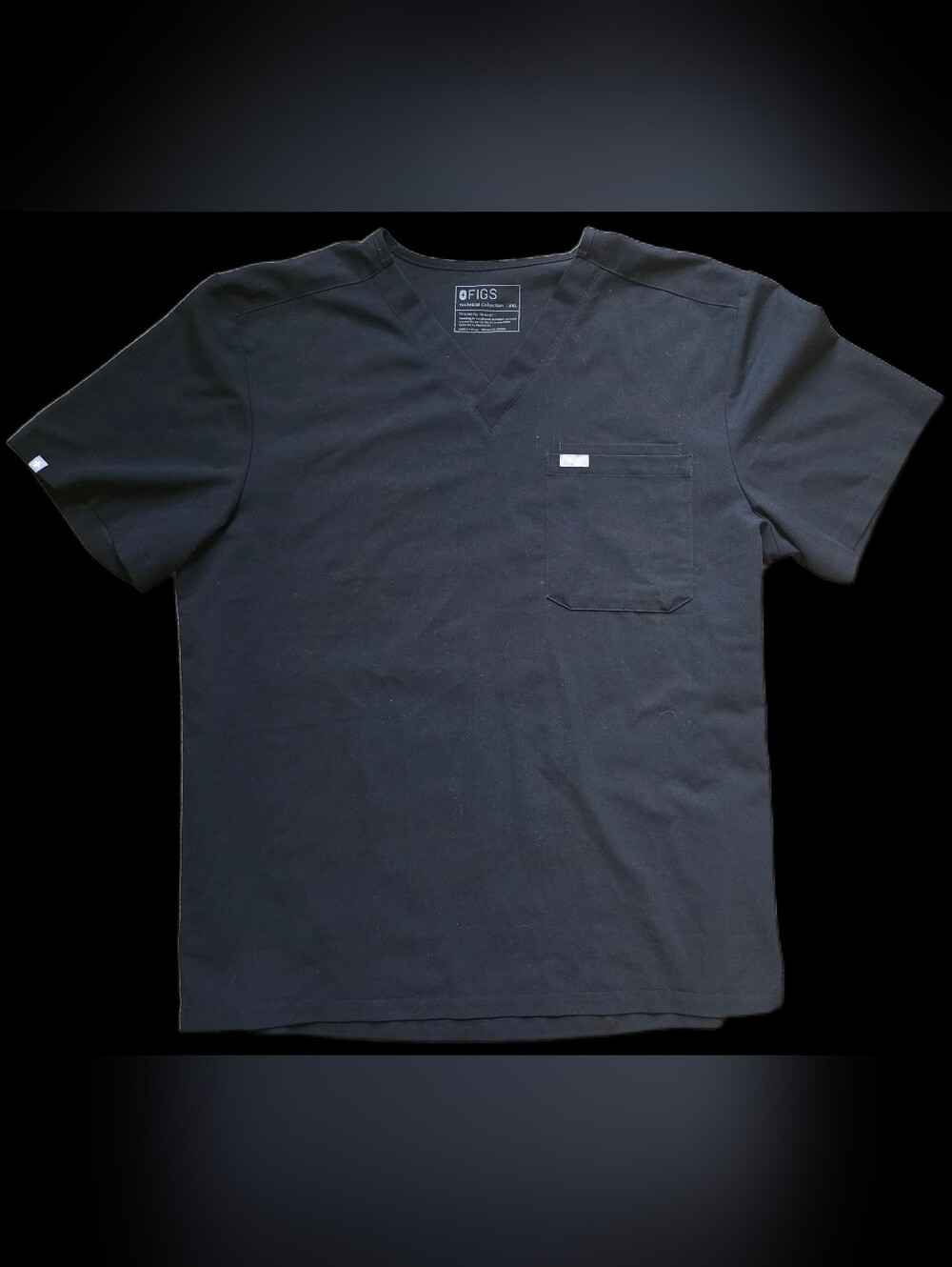 Figs Black V-Neck Medical Top